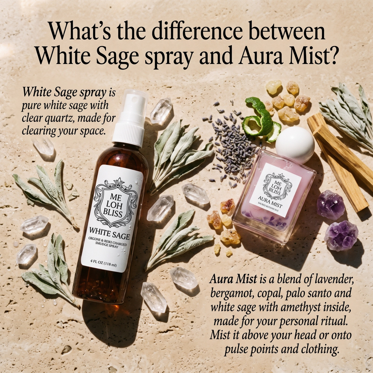 What's the difference between White Sage spray and Aura Mist?